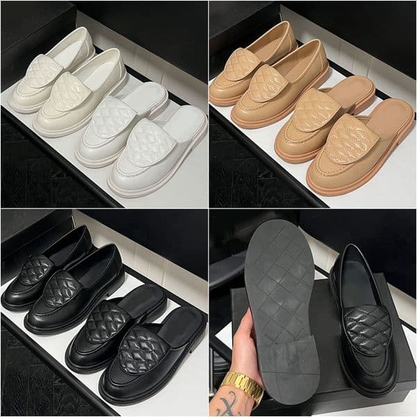 Flats designer mules women loafers womens designer shoes luxury loafer women designer slides slippers baotou mule quilted leather business causal flat shoes 35-40