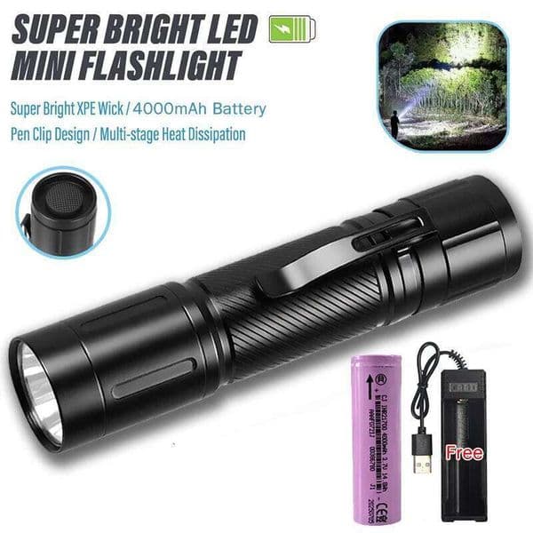 1200LM Aluminum Alloy Flashlight Ultra Bright Long Range Tactical Torch with Pen Clip,21700 Battery Outdoor Emergency Lantern X260120