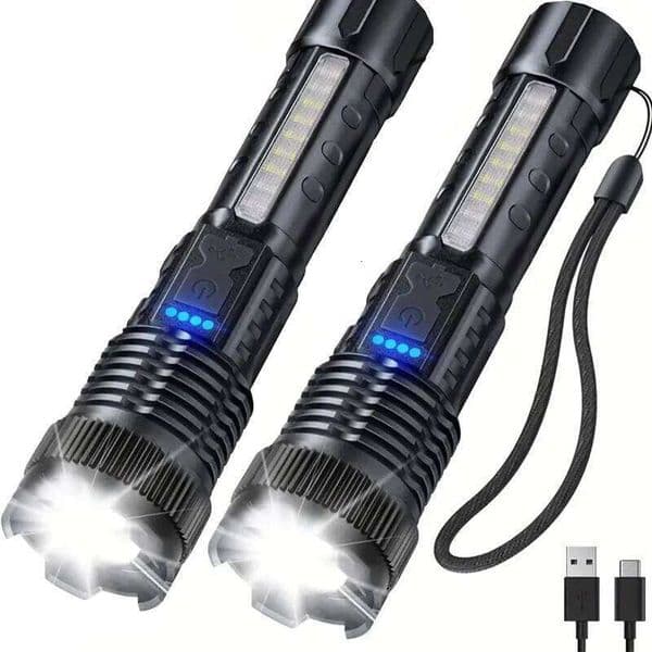 2600MAH Led Flashlight High Power Tactical Torch 6 Modes Rechargeable Light for Camping Fishing Emergency Zoom Lantern X260120