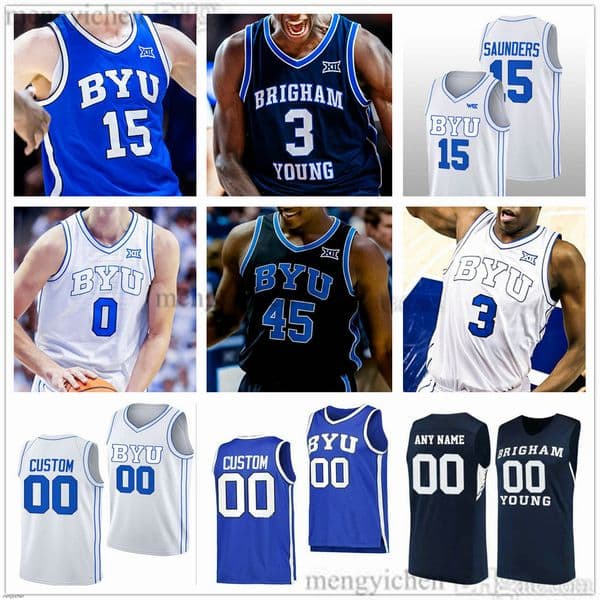 Men's BYU Cougars College Basketball Jerseys 3 AJ Dybantsa 15 Richie Saunders 1 Robert Wright III 30 Kennard Davis Jr. 13 Keba Keita 25 Dawson Baker 7 Khadim