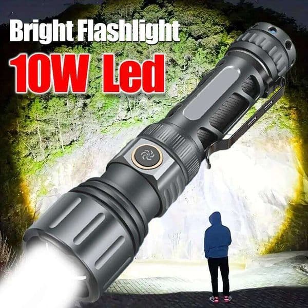 Highlight LED Flashlight Rechargeable Zoom Beam Durable Aluminum Alloy Lamp with Clip-On Torch for Outdoor Camping X260120