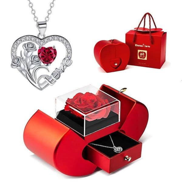 Valentine's Day Luxury Heart Zircon Pendant Necklace With Apple Box 2025 New Jewelry Set For Girlfriend Mother Valentine Anniversary Gift ddmytues