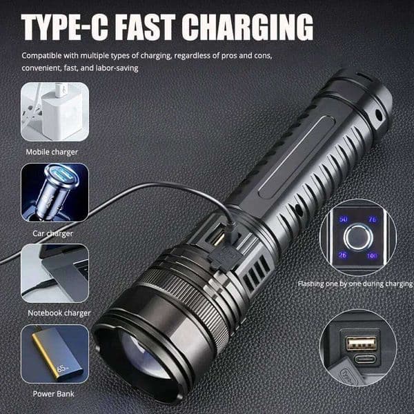 Built-in Battery Most Powerful Led Flashlights Tactical Flash Light Emergency Spotlights 4km Holiday Gifts X260120