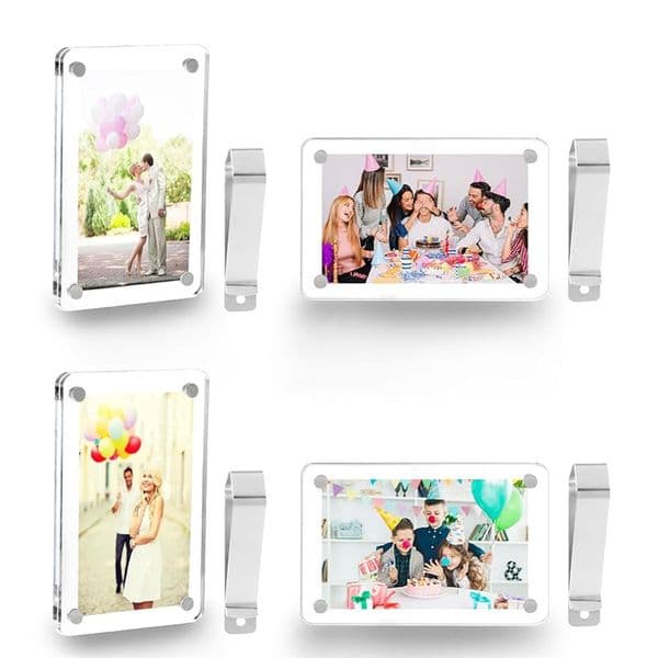 2-Pack Magnetic Acrylic Sun Visor Photo Clips For Cars Polaroid Sizes Display Couple/Family/Baby/Pet Pictures Valentines Day Gift Transparent/Red/Blue/Green/Orange
