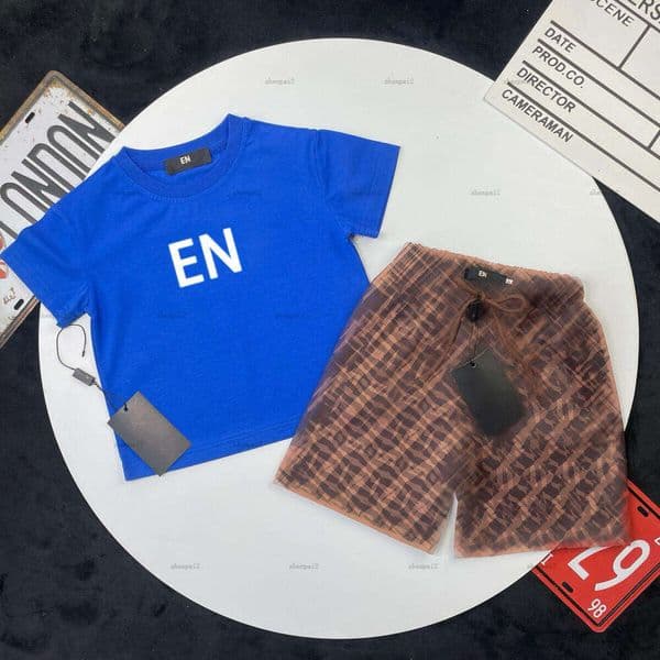 Luxury baby T-shirt set White letter pattern boys tracksuits kids designer clothes Summer T-shirt and letter print shorts A161X05N043