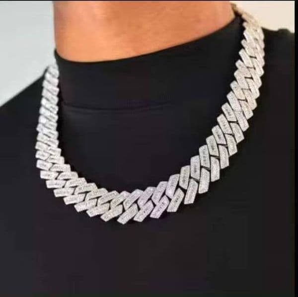 Rose 3 Unique Gold and Silver Plated Cuban Diamond Mens Necklace Stylish Classic Jewelry Perfect Wedding Gift for Men