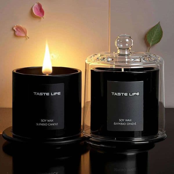 Premium Soy Wax Scented Candles with Glass Cloche, Smokeless Essential Oil Aromatherapy for Home Spa, Gift-Ready Decorative X260120