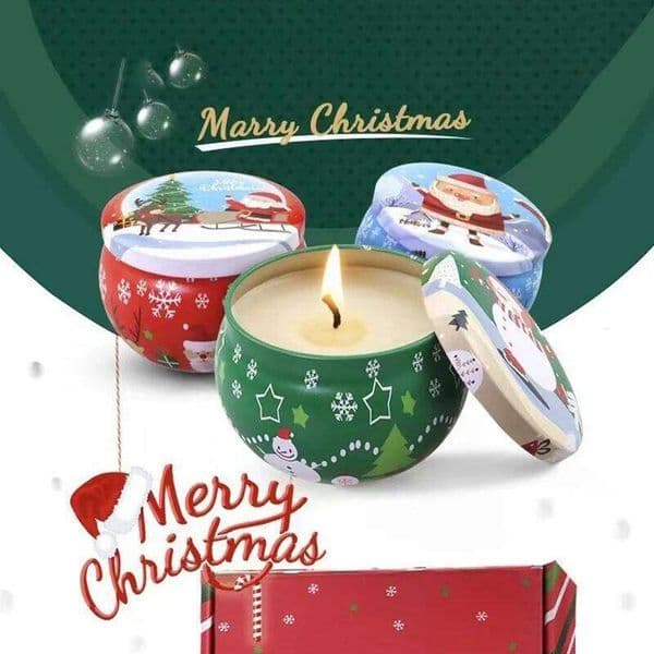 1pc Christmas Candle Jar Candy Flower Tea Gift Aromatherapy Tinplate Box Storage Pot Round Drum Shaped Metal Tin Can X260120