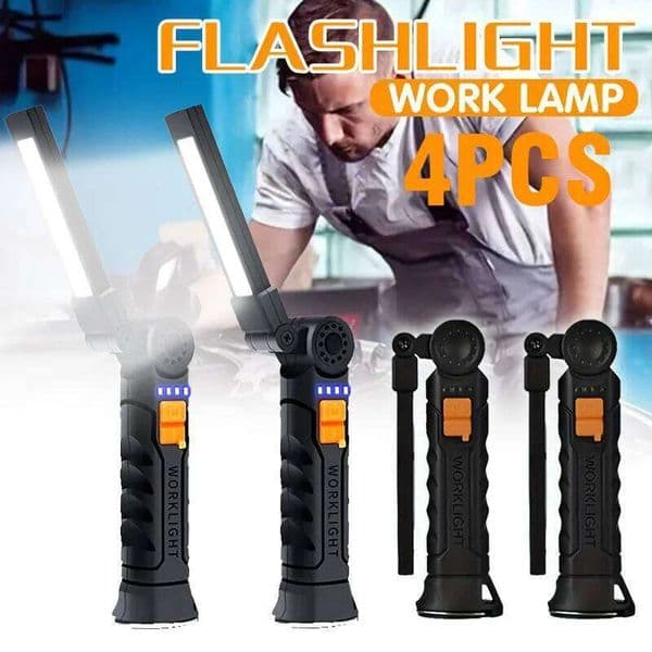 Portable COB LED Flashlight USB Rechargeable Work Light Magnetic Lanterna Hanging Lamp with Built-in Battery Camping Torch X260120