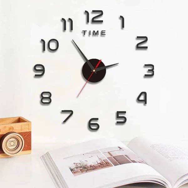 Large Size 3D DIY Silent Black/Gold/Silver Punch-Free Wall Sticker Clock 26L0121