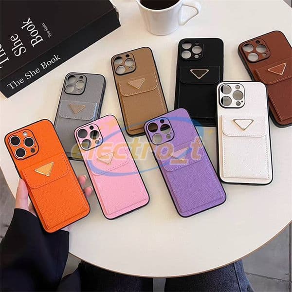 Fashion designer Leather PU phone case For iphone 17 16 16pro 16promax 15 14 plus 13 12 11 pro max Women phone cases With card holder Protective sheath cover