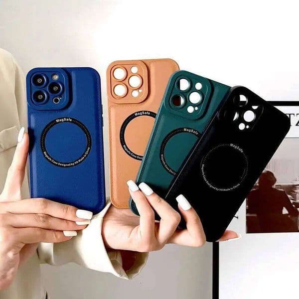 Luxury Magnetic Wireless Charge Phone Case for iPhone 13 12 11 14 Pro Max 15 Plus Leather Silicone Shockproof Cover Z260121