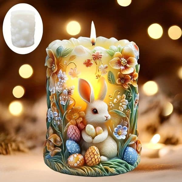 Valentine's Day Candle Silicone Mold Flower Decorated Elf Bunny Cuddle Egg Rabbit Resin Plaster Molds Easter Gift ddmySat