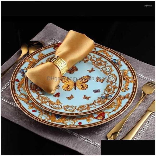 2026 New Lightweight Bone China Dinner Plate Set Eco Friendly Porcelain Dishes With Elegant Butterfly Pattern White Ceramic Plates For Cake