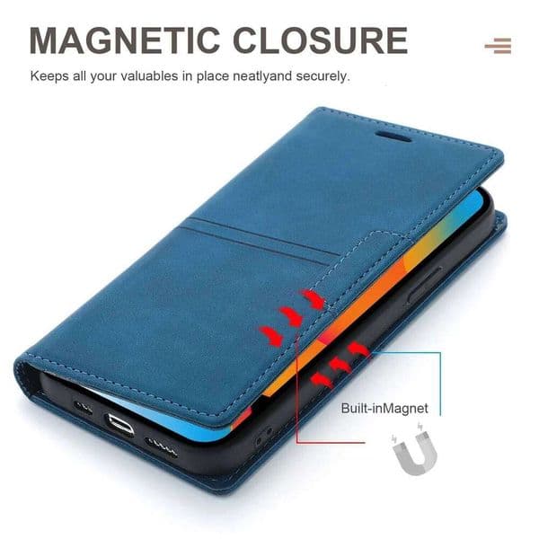 Leather Flip Wallet Case for iPhone 17 16 15 14 Pro 13 11 12 XS Max XR 16E 8 7 Plus SE Magnetic Cards Holder Phone Cover Z260121