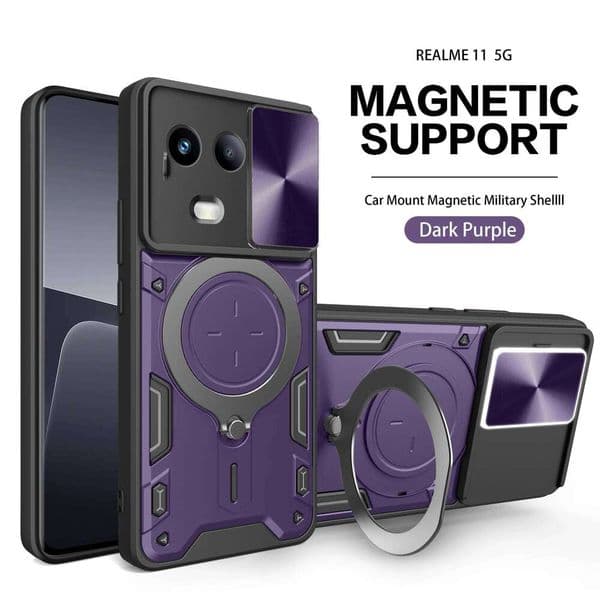 Case For OPPO Realme 11 11X Narzo 60X 5G Hard shell push-pull sliding magnetic ring holder phone case protective cover Z260121