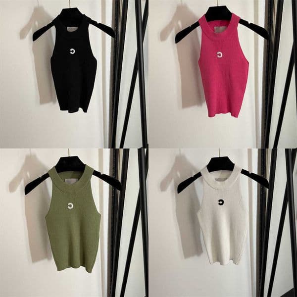Slim Fit Designer Tank Top Women Halter Sleeveless Summer Knit Top sexy Beach Vacation Stretch vest casual Everyday Wear