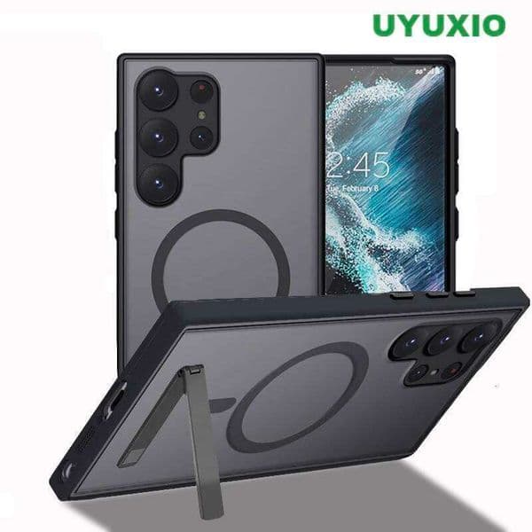UYUXIO Magnetic Stand Phone Case for Samsung Galaxy S24 S23 S22 Ultra Plus Mobile Cases with Kickstand Translucent Back Cover Z260121