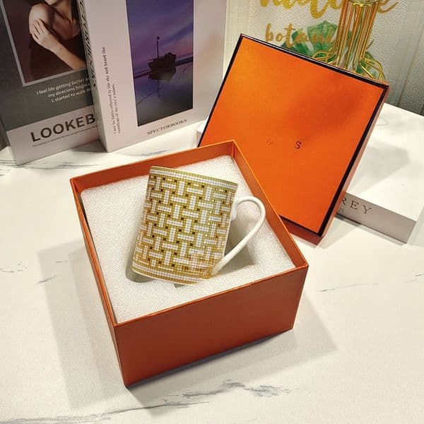 Bone China Texture Mug Home Ceramic Cup Gift Box Set