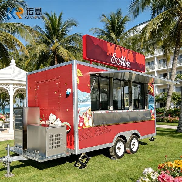 Square Stainless Steel Mobile Kitchen Food Trailer USA Standards Food Cart for Outdoor Event Catering