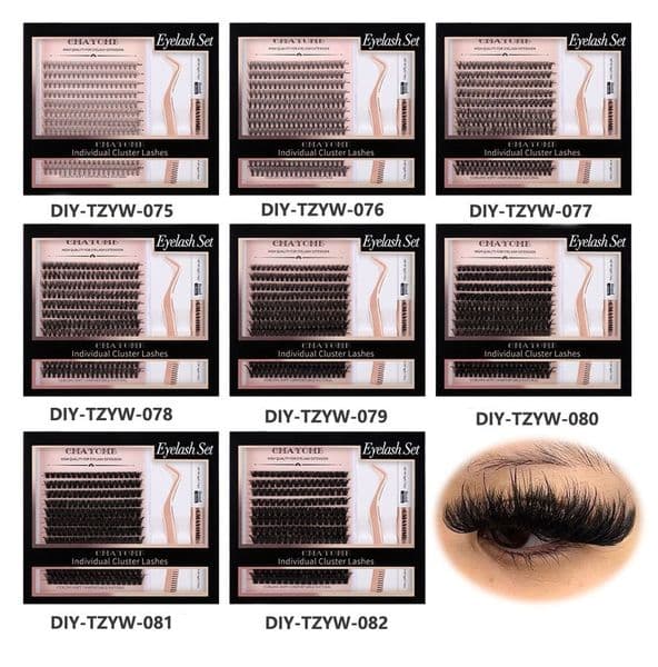 Individual Cluster Lashes Kit B + C Curled DIY Segmented Eyelash Extensions with Lash Bond & Seal Tweezer Handmade Reusable Multi-layer 3D Grafted Lashes