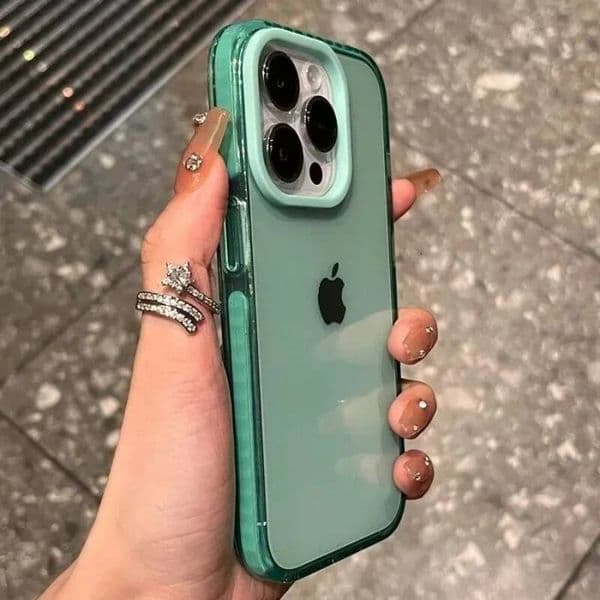 Luxury Transparent Airbag Phone Case For iPhone 16 15 14 13 12 11 Pro Max Plus 17 Air Contrasting Bumper Shockproof TPU Cover
