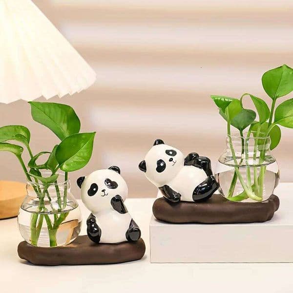 1 panda hydroponic ornament, cute shape, desktop decoration, easy installation, suitable for desks, offices, etc 26H0122