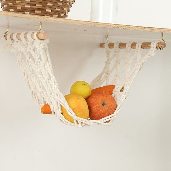 Bohemian Simple Handmade Cotton Rope Kitchen Storage Wall Decor Boho Macrame Hanging Fruit Hammock