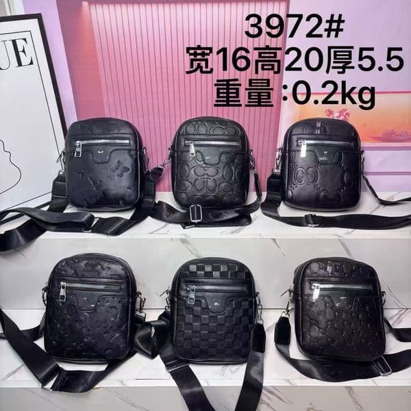 Luxury men's bag embossed men's small shoulder bag casual versatile black lightweight wide shoulder strap popular single shoulder bag explosive crossbody bag