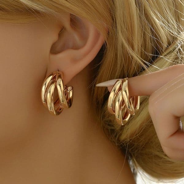 Stainless Steel Smooth Metal y Hoop Earrings for Women Fashion Round Circle Hoops Statement Trendy Jewelry 260112