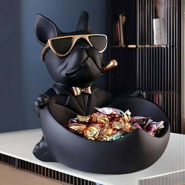 Creative Sunglasses Cool Dog Bulldog Storage Box Animal Resin Craft Art Statue Home Decoration Gift 26H0122