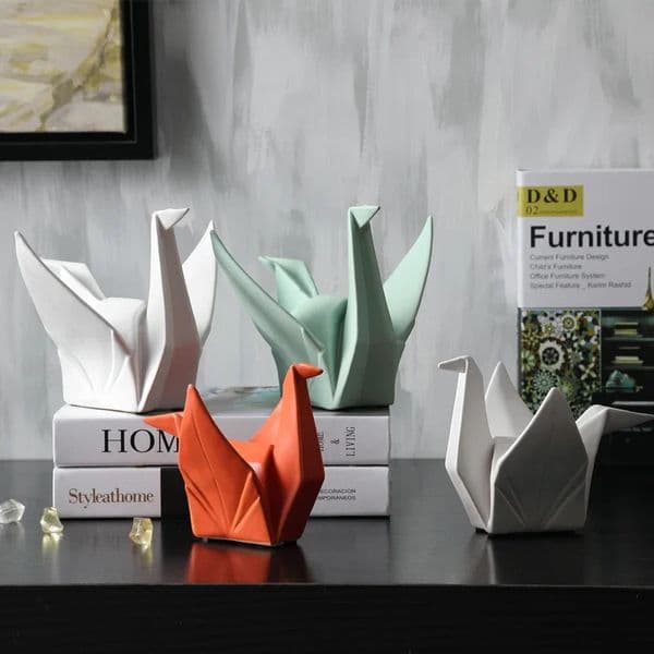 Creative Modern Bird Statue Abstract Ceramic Origami Animal Sculpture Office Living Room Desktop DecorationsHome Decor Figurine 260121BJ