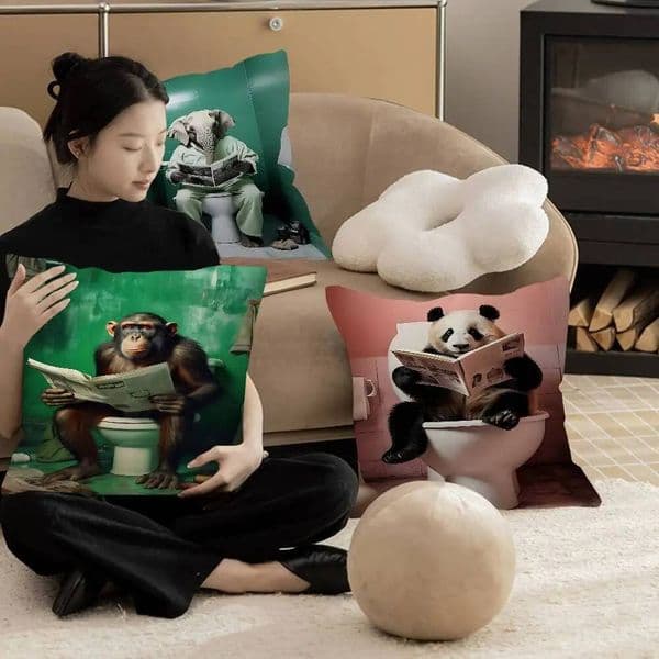 Chimpanzee Elephant Panda Animal Pillow Gifts Home Office Furnishings Bedroom Sofa Car Cushion Cover Case 45X45cm Pillow Case