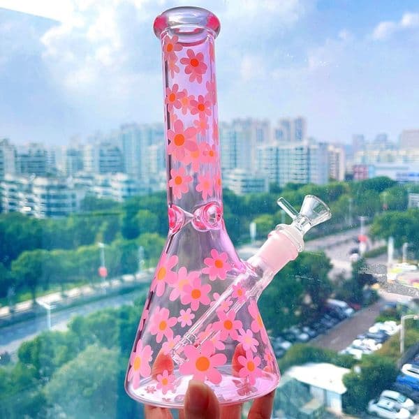 Thick Glass Water Pipe Bubblers Downstem Perc Beaker Bongs Bubbler Smoking glass water bongs with 14mm bowl