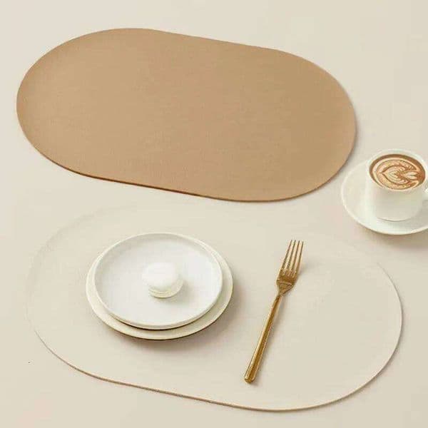 New Oval Reversible Faux Leather Placemats Waterproof Heat-Resistant Table Mats Pads for Dining Kitchen Wedding & Party 26L0122