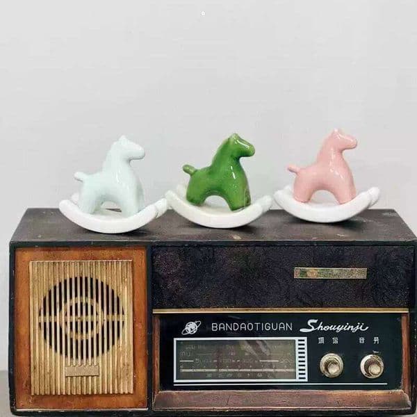 Ceramic Pony Ornament Rocking Ceremony Collectible Tea Table/Office Desk Cute For Year Of The Horse 26W01212