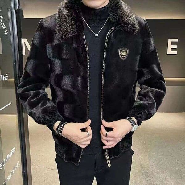 2026 Fur Jacket Men's Mink Coat Whole Mink Simulation Mink Men's Winter Gold Mink Coat
