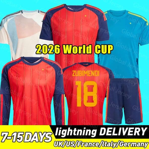 2026 World Cup Spain Soccer Jerseys PEDRI GAVI LAMINE YAMAL MORATA Carval OLMO ASENSIO FERRAN RODRIGO Cucurella Jersey 24 25 26 SPANISH Men Kid Kit Football Shirt Fan