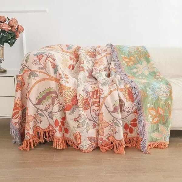 Bohemian Blanket Four Seasons Sofa Cushion Large Size Soft Cotton Blanket Multi-layer Gauze Cooling Quilt Double Bedspread 260121BJ