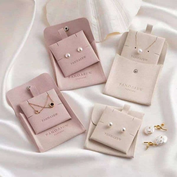 Velvet Jewelry Microfiber Snap Button Earrings Ring Storage Bag Bracelet Necklace Packaging Portable Flap Pouch Organization 26Y0122