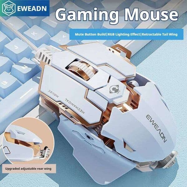 EWEADN G5 USB Wired Gaming Mouse Silent or audible optional, Buttons Macro Function Keys, for desktop, laptop, computer, school 26L0122