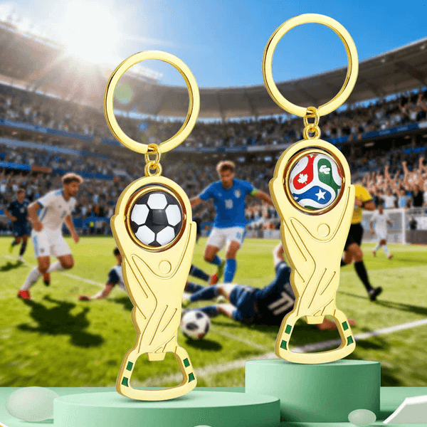 STOCK 2026 Bottle Opener Keychain Pendant Football World Cup Rotating Fan Gift Free Shipping