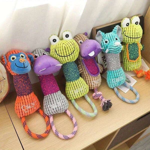 Toy Animals Shape Bite Resistant Squeaky Corduroy Dog Toys for Small Large Dogs Puppy Pets Training Accessories 26H0122