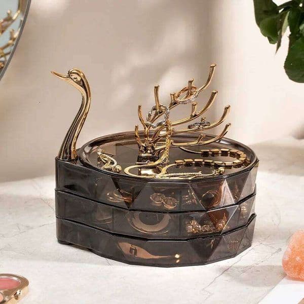 Swan large-capacity multi-layer necklace storage transparent stud earrings jewelry display box 26Y0122