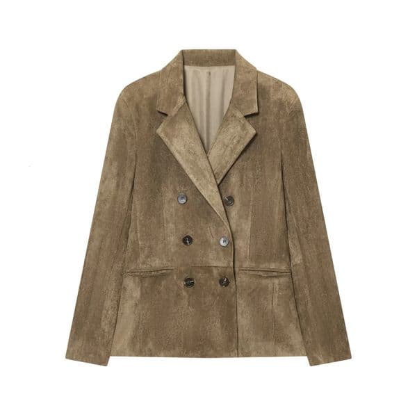 2025 Winter Womens Casual Fashionable Simple Doublebreasted Loose Suit Jacket Versatile Blazer 260114