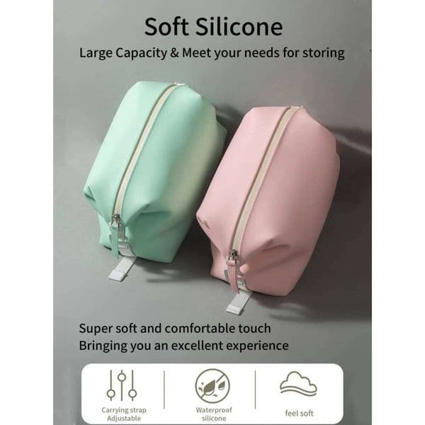 A Simple Pure Color High-Quality Silicone Material Toiletry Bag with Metal Hook, Light Easy to Carry, Delicate Anti-Wrinkle, Multifu 26Y0122