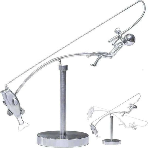 The Fisherman Kinetic Fishing Sculpture Balance Art for Your Space Home Office Desk Decoration Balancing 26W01212