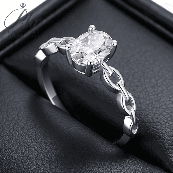 Fashion Luxury Trendy Classic Fine 1CT Moissanite Design Eye Chain Ring For Charms Women 925 Silver Jewelry Party Gifts