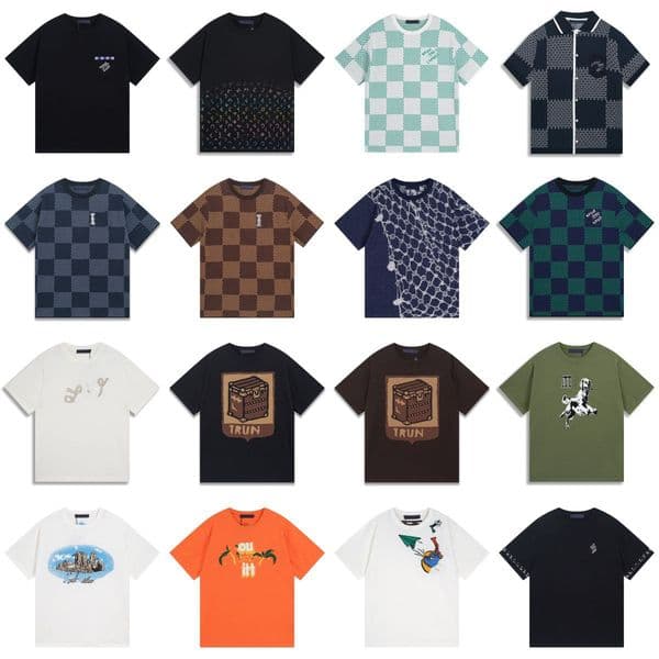 Men's Designer T Shirts Grid Letter Jacquard Casual Loose Men Women Couple Short Sleeves Luxury Design Casual Basic Tops