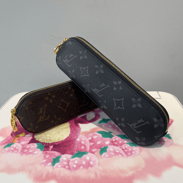3 Colors Upscale Genuine Leather Brown Old Flower Jewelry Storage Boxes LVs Leather Zipper bag Designer Pen Bags Lipstick Eyebrow Pencil Bag Children's pencil case